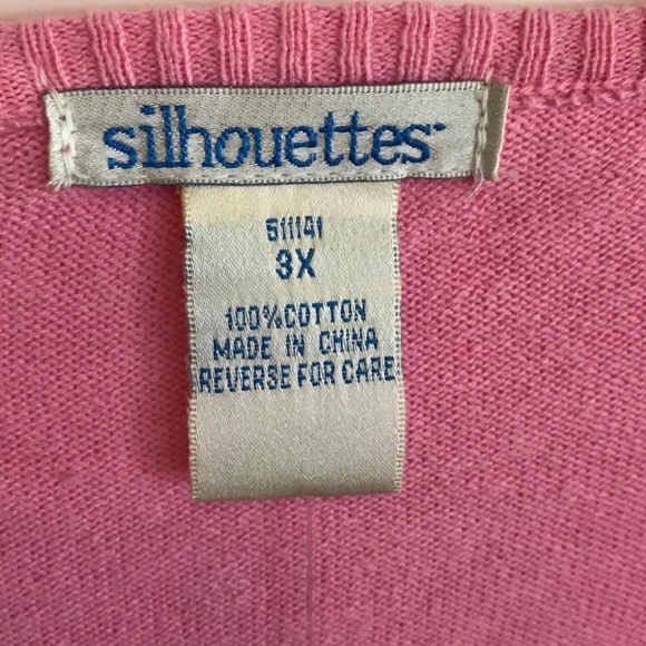 SILHOUETTES Cotton Sweater Swing Style Long Sleeve Pink Women’s Plus Size 3X - Picture 11 of 12